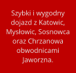Szybki i wygodny dojazd z Katowic, Mysłowic, Sosnowca oraz Chrzanowa obwodnicami Jaworzna.